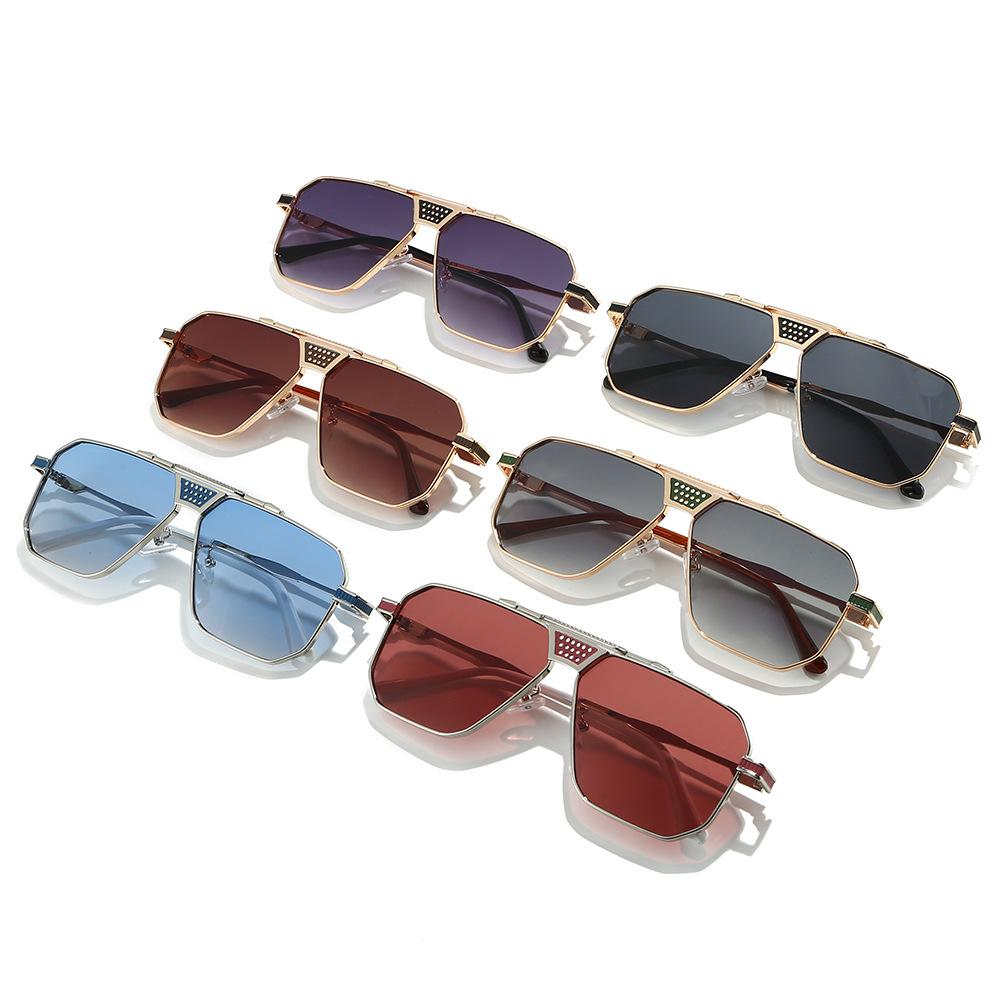 Luxury Brand Aviaiton Sunglasses Men Large Frame Metal Square Locomotives Tough Guy Styles Cool Fashion Sun Shades Cowboys