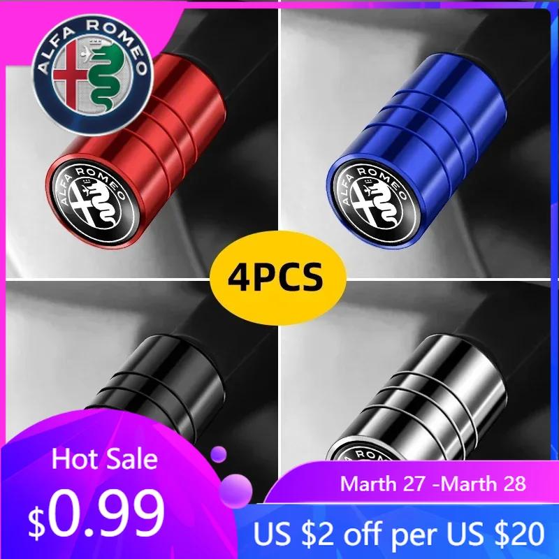 

For Alfa Romeo 4Pcs Car Tire Cover Valve Leak-proof Cap For Alfa Romeo 146 147 155 156 159 Stelvio Giulia Giulietta Mito GT Auto червоний