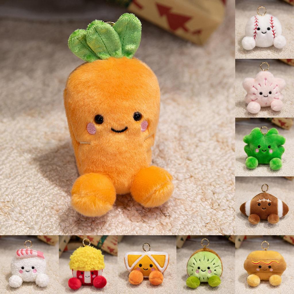 Kids Orange Bread Carrot Fruit Plush Keychain With Portable Decoration Size