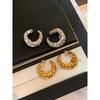 Vintage Metal Silver Croissant Women's Unique Stud Earrings