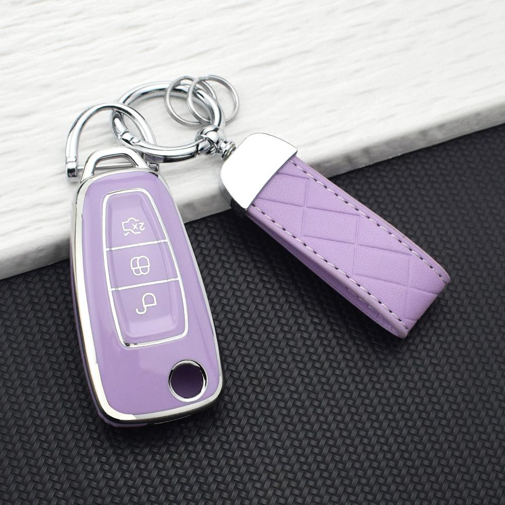 Soft Folding Car Key Case for Ford Focus Ranger Mondeo S-Max C-Max Galaxy Transit Tourneo Custom Auto Key Protector Keychain