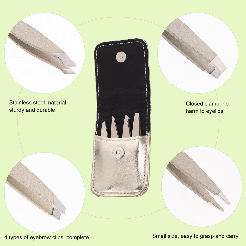 4Pcs Eyebrow Clamp Stainless Steel Brow Clips Small Portable Eyebrow Grooming Tools Makeup Tweezers False Eyelash Double Eyelid