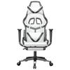 Vidaxl Gaming Armchair with Footrest, White-Black, Faux Leather