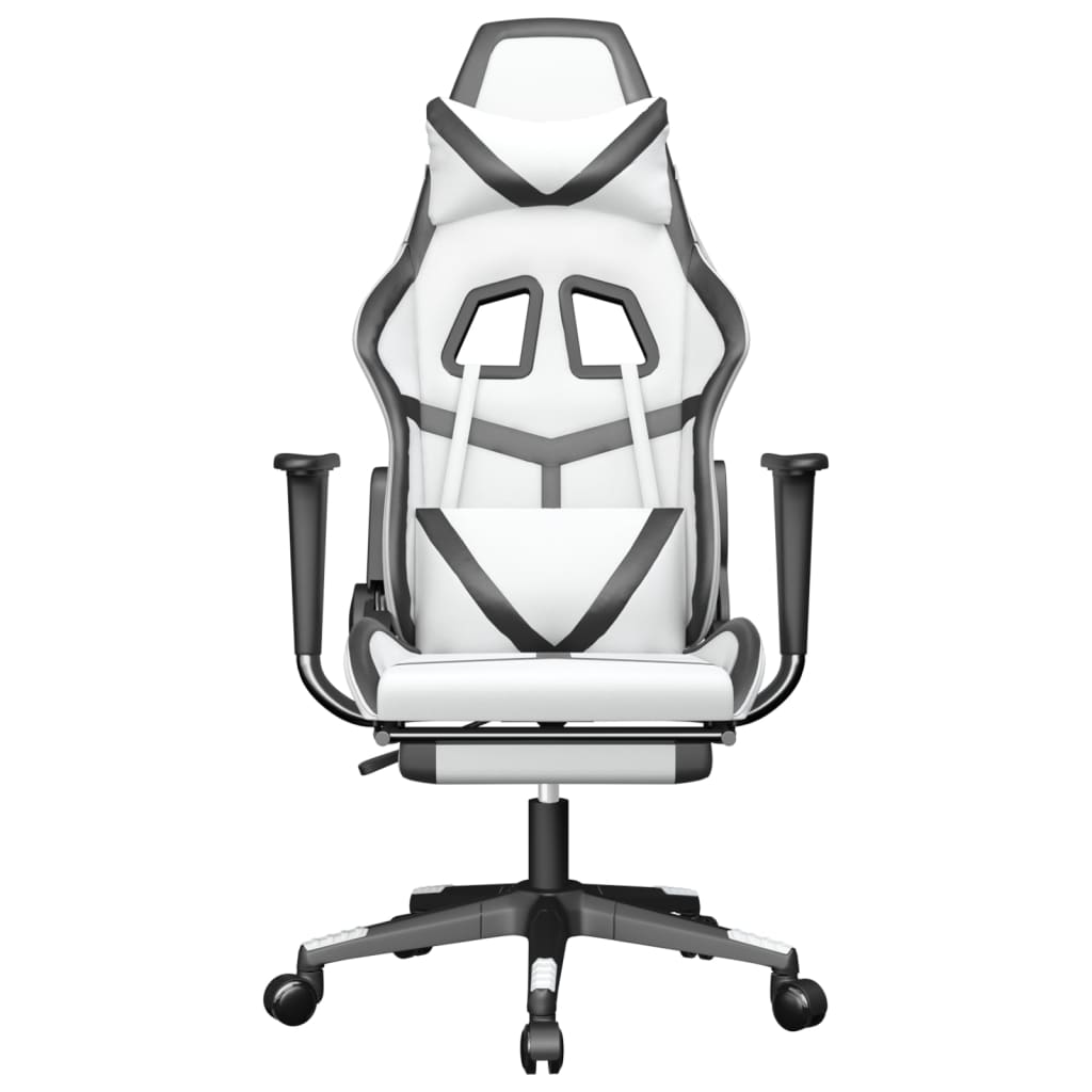 Vidaxl Gaming Armchair with Footrest, White-Black, Faux Leather