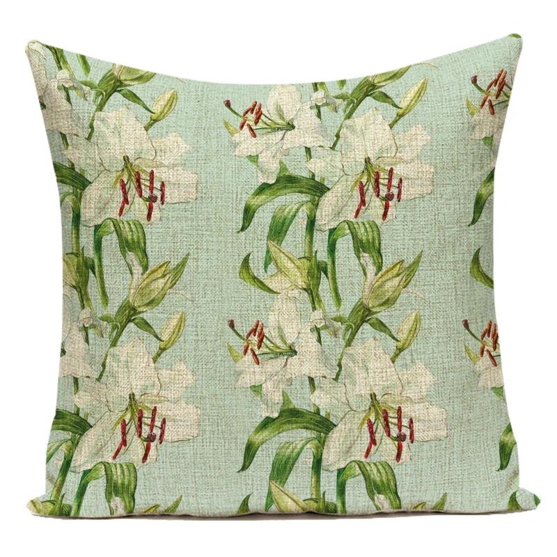 Flower Pattern Decorative Sofa Seat Cushion Cover Fresh Floral Print Pillowcase Home Decor Square Custom Throw Pillows Cover