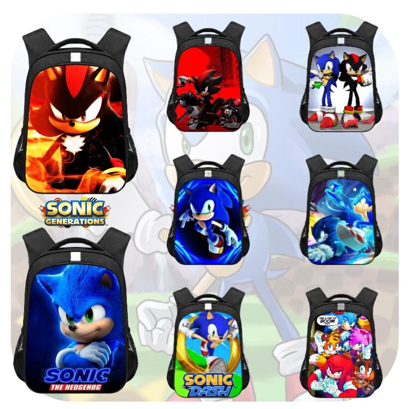 New Sonic Children's Backpack For Boys And Girls Cartoon Trendy School Bag Medium Size 20-35l Capacity