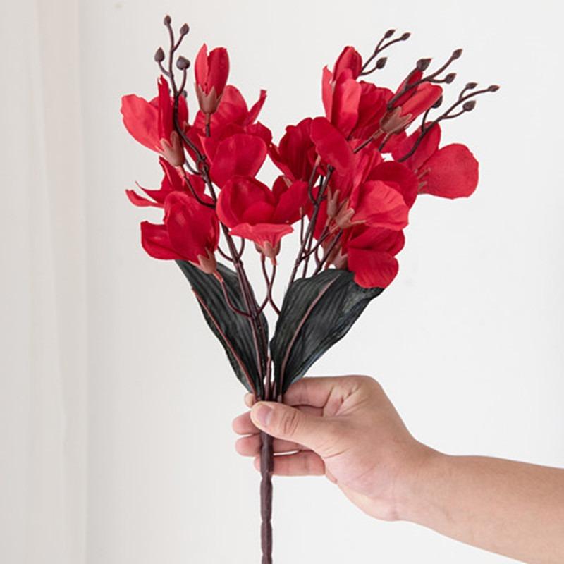 Hochwertig 5 Gabeln 20 Köpfe Künstlicher Strauß Magnolie Heimdekoration Blume Herbstdekoration Weihnachten Hochzeitszubehör