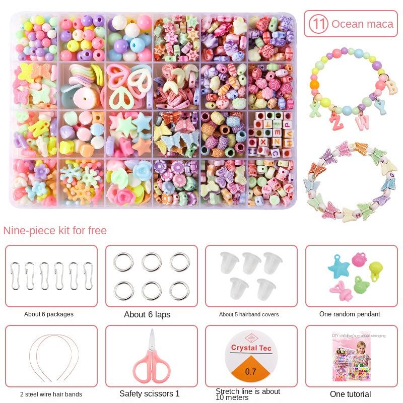 Children's Handmade Beaded Girls Wear Beads Educational Toys Diy Jewelry Bracelet Necklace Jewelry Around Beads Beads Set