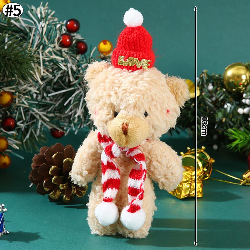 Capybara Christmas Keychain Cute Red Scarf Bear Doll Keyring Hanging Mobile Phones Bag Pendant Christmas Party Small Gifts Decor