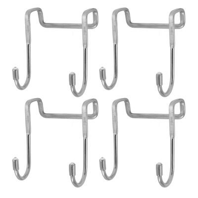 4PCS Crochet Double à Suspendre Acier Inoxydable Forte Portance Crochet Cintre de Porte pour Chapeaux Vêtements Serviette