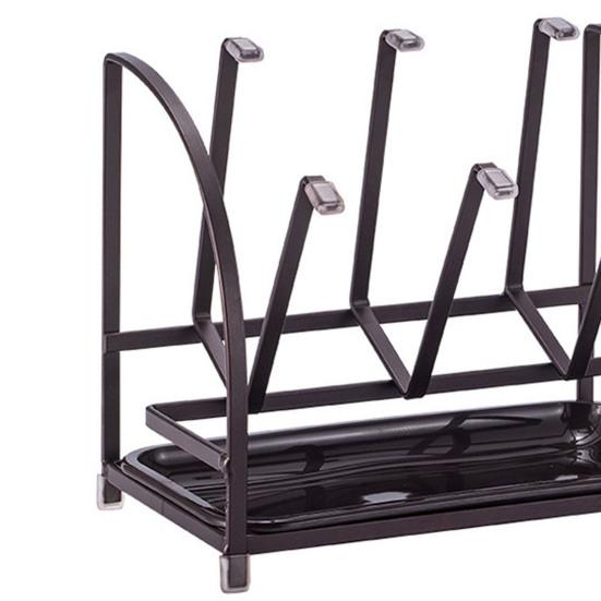 Cup Bottle Drying Rack with Removable Drip Tray Iron Storage Rack