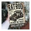 Vintage Rat Rod Metal Wall Art Poster, Retro Car Garage Sign Decor 20x30 Inches