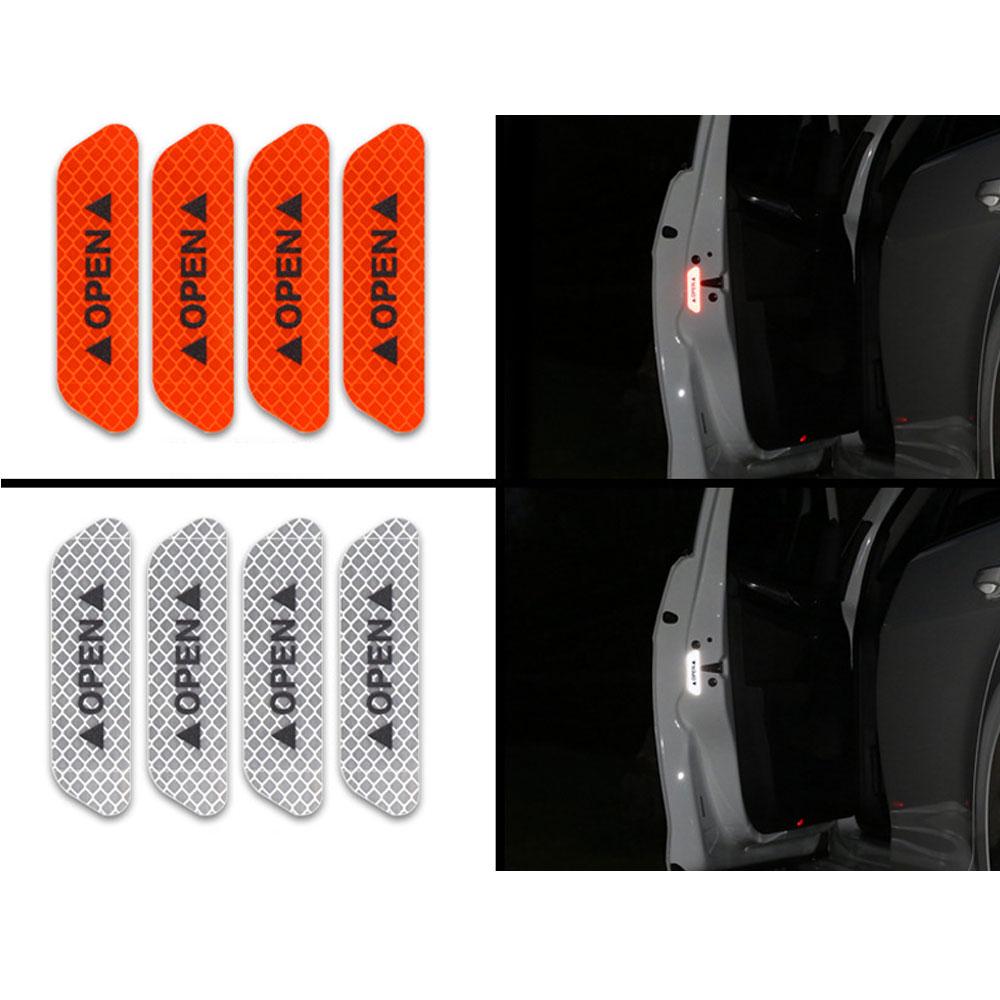 

4 шт., защитная светоотражающая лента для дверей автомобиля, наклейки с открытым знаком, предупреждающие наклейки, ночная самоклеящаяся наклейка