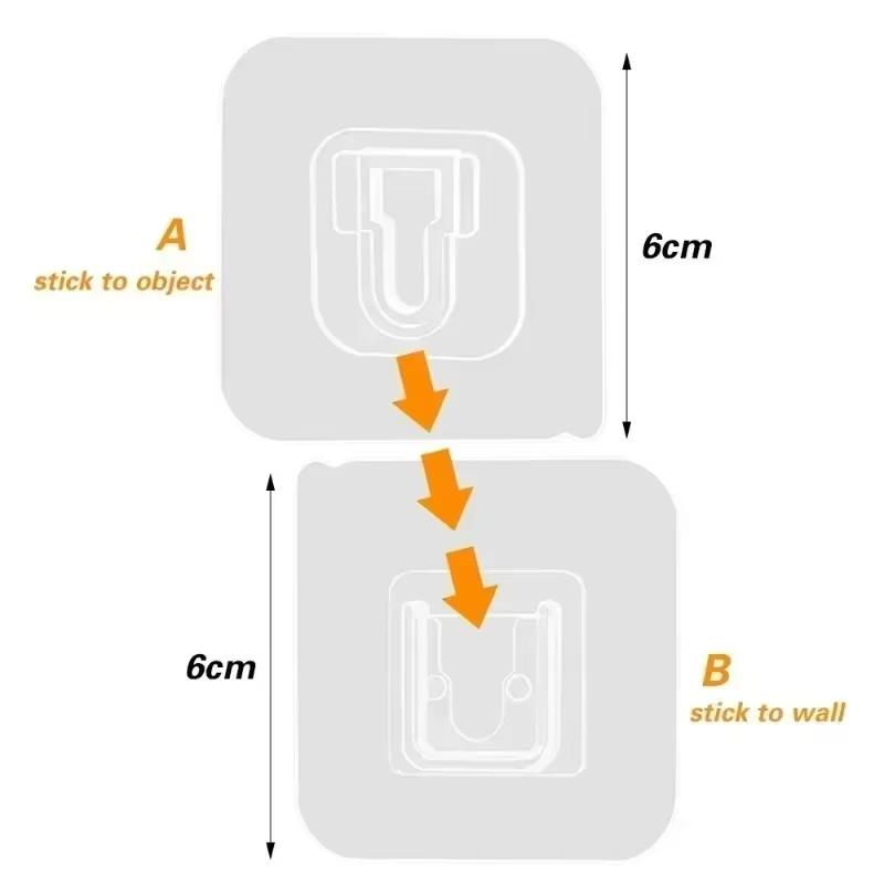 40/20pc Double-Sided Hooks Strong Adhesive Transparent Traceless Wall Hook for Kitchen Bedroom Storage Holder Plug Socket Hanger