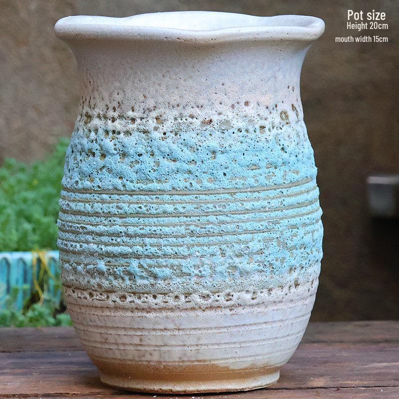 Handmade Coarse Ceramic Succulent Planter, Orchid Breathable Zisha Pot, Old Tree Design, Tall Rose Pot.
