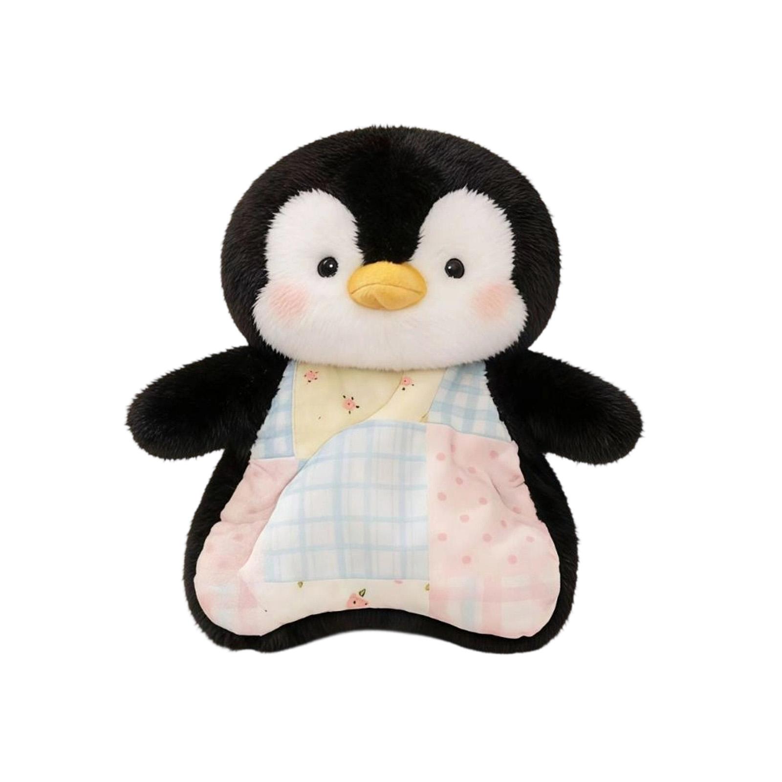 

Cute Patchwork Belly Penguin Plush Toy, Soft Stuffed Animal With Floral & Checkered Patch Design, Adorable Penguin Plushie For Kids, Home Decor & Gift One Size