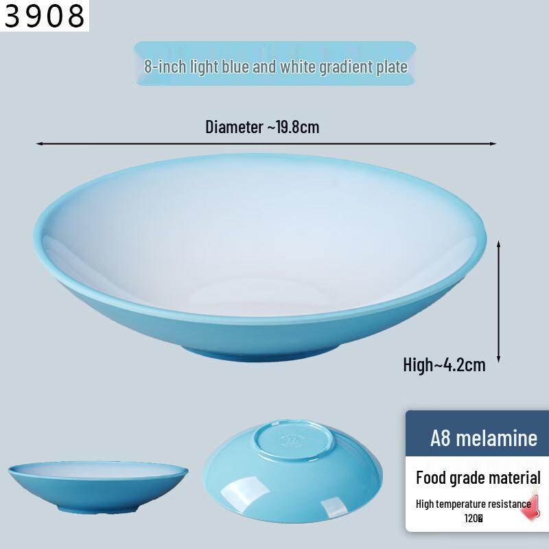 Меламиновая неглубокая обеденная тарелка с градиентом 8 inch, 1-pack