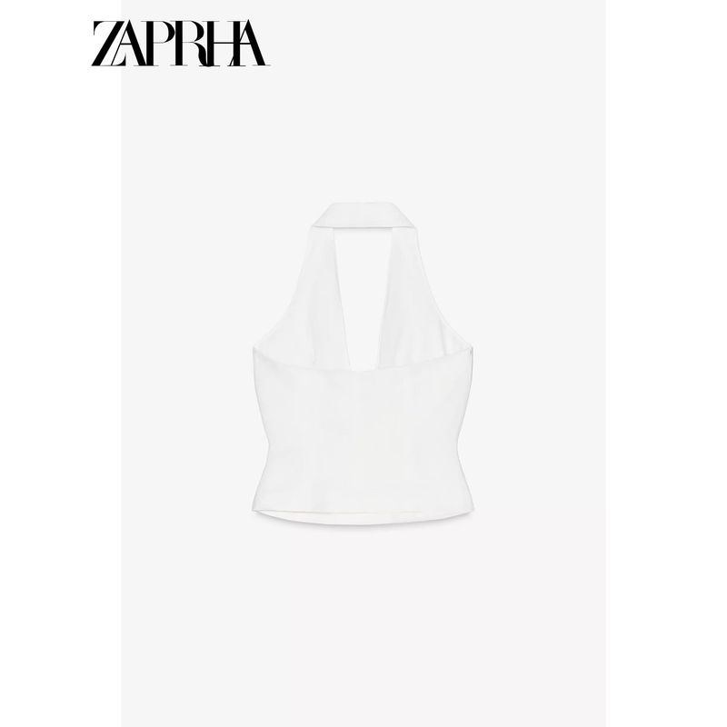 Zaprha 2025 New Fashionable Western Style Waist-Slimming Bow Tie Halterneck Lace Up Casual Vest Jacket Female 1608130