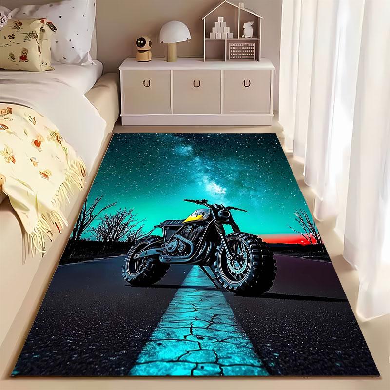 Motorbike Under Starry Sky suitable as a non-slip mat for the living room or bedroom sofa