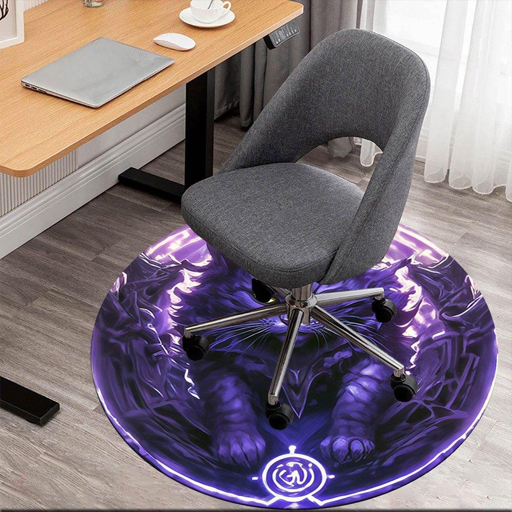 

Enchanted Purple Cat Amulet: Mystical Protection PendantRound Non-Slip chair mat chair carpet for office Rugs for Office Decor Gift For Valentine s Da 80cm by 80cm
