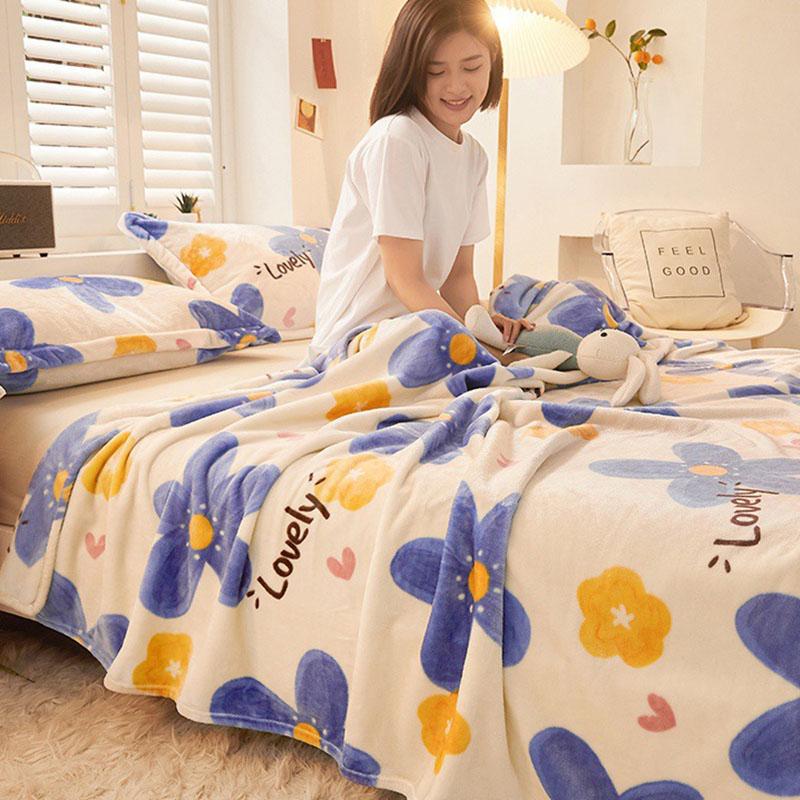 Nordic Flannel Printed Sofa Blanket Spring And Autumn Thin Office Nap Blanket Multi Functional Shawl For Adults And Children