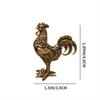 Elegant Brass Rooster Figurine - Intricate Golden Animal Decor for Home, Office, or Gift, Detailed Feathers & Comb, Rustic Table