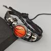 Fashionable Beaded Basketball Fan Leather Bracelet