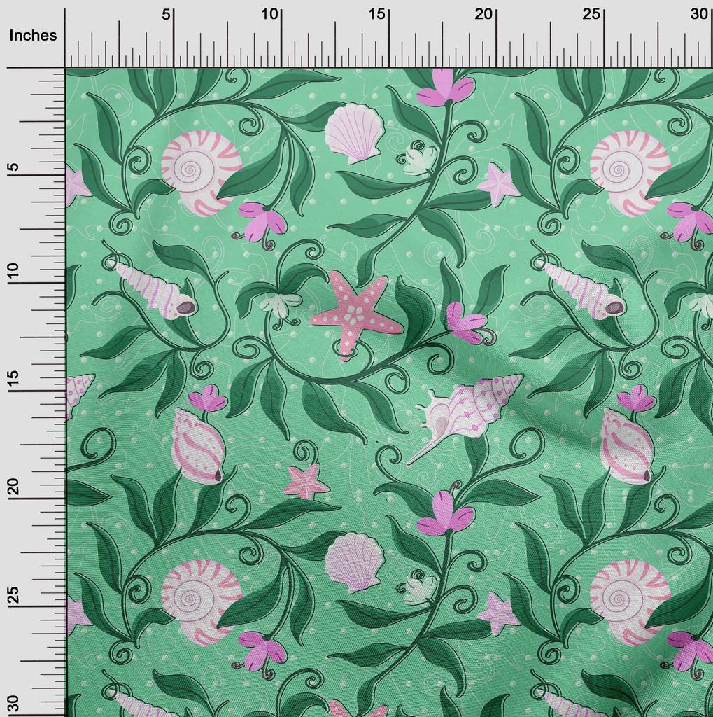 oneOone Cotton Flex Green Fabric Ocean Underwater Life Sewing Craft Projects Fabric Prints By Yard 40 Inch