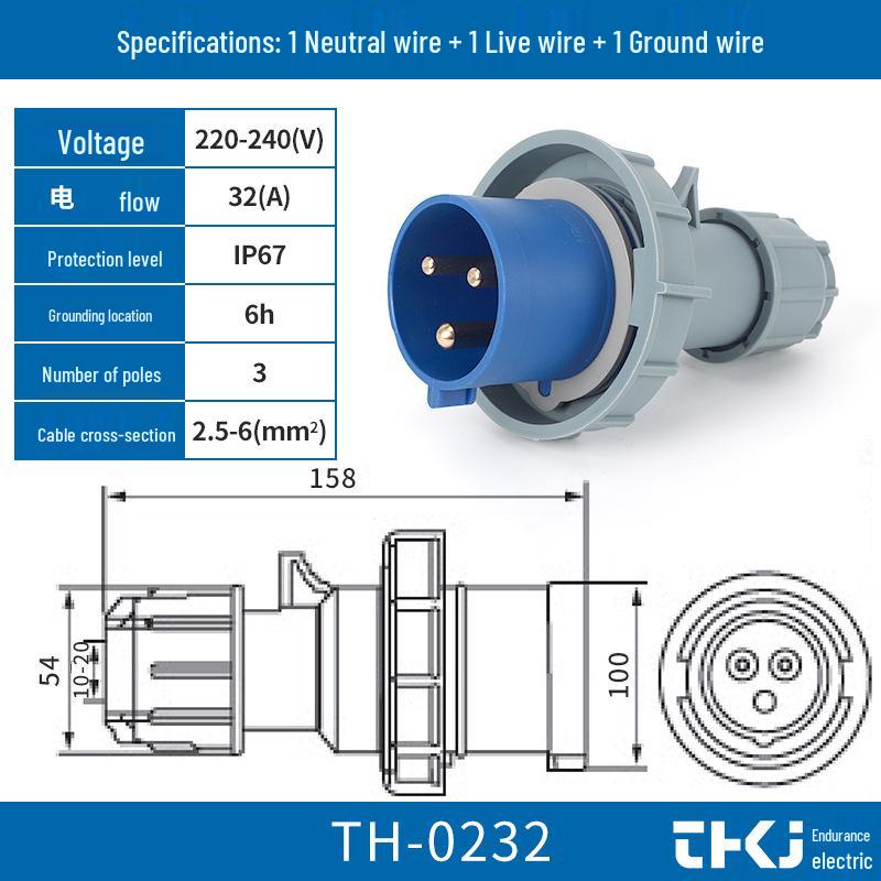 Waterproof Industrial Plug Socket Connector IP67 - 16A/32A, 3/4/5 Pin