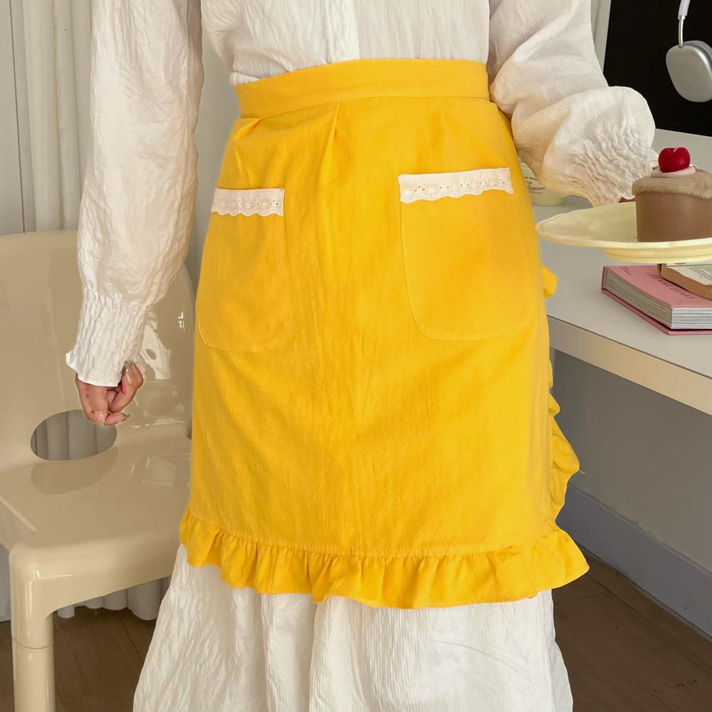 Tablier en Coton Imperméable avec Dentelle Design Mi-long pour la Cuisine Maison et l'Usage en Cuisine