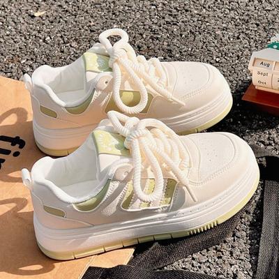 Damen Weiße Schuhe mit Rock Frühling und Herbst Sneaker Schick Trendig All-Match Nische Plateau-Sneaker