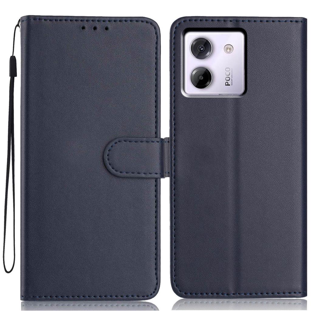 For Xiaomi Poco M7 Pro 5G Wallet Case with Strap/Multiple Card Slots Solid Color Leather Stand Phone Cover