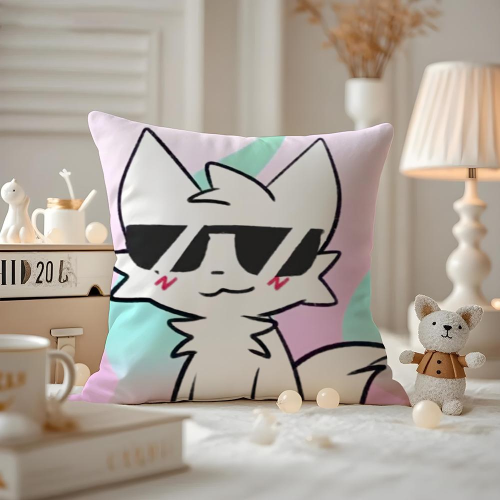 BBoykisser Silly Cat Cute Cushion Cover Antidustmite Pillowcase Invisible Zipper Silky Short Plush Sofa Cushion Cover