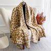 Tassel Blanket Leopard Print Thick Jacquard Pashmina Winter Warm Shawl Wrap Cashmere Scarf Women Neckerchief Poncho Stoles