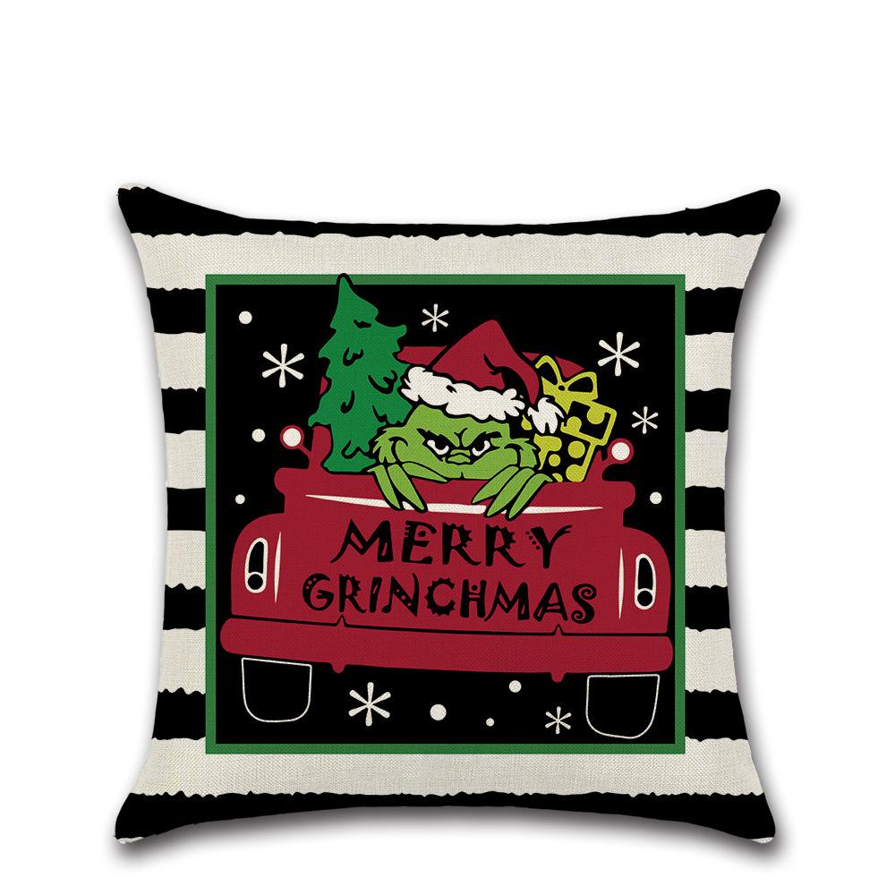 New Christmas Pillow Cover Elk Snowman Linen Sofa Pillow Household Products
