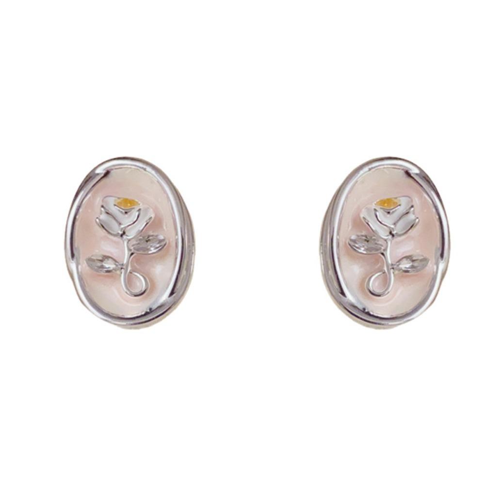 Oil Drop Vintage Earrings Women Ear Jewelry Sweet Stud Earrings Vintage Rose Flower Earrings  Gift
