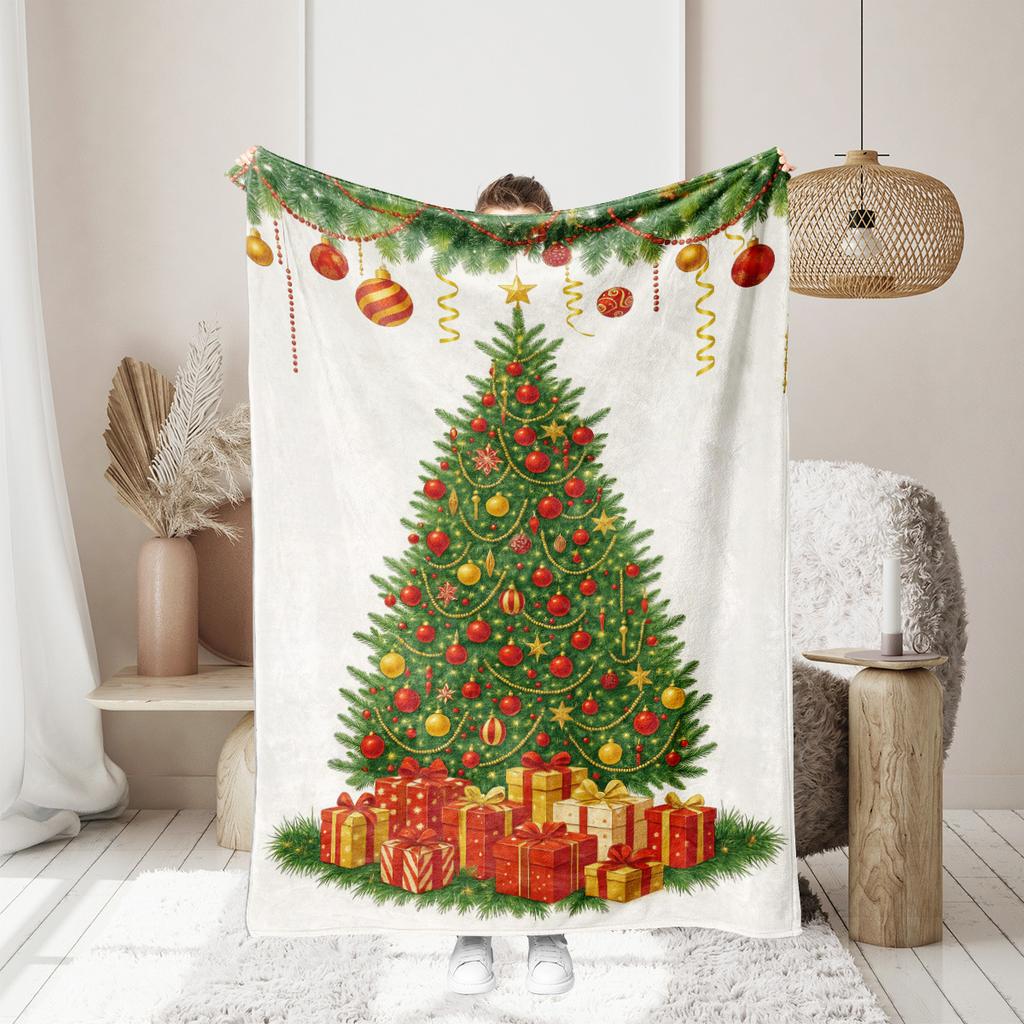 Christmas Cartoon Series Printed Blanket for Sofa Travel Camping Living Room Office Conditioning Blanket for All Seasons Gifts