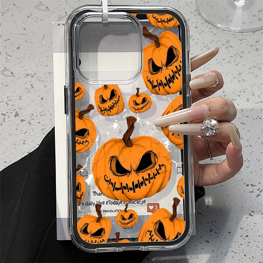 Drop-proof Halloween Pumpkin Phone Case for iPhone 17 Pro Max/16/15 Pro with Large Cutouts