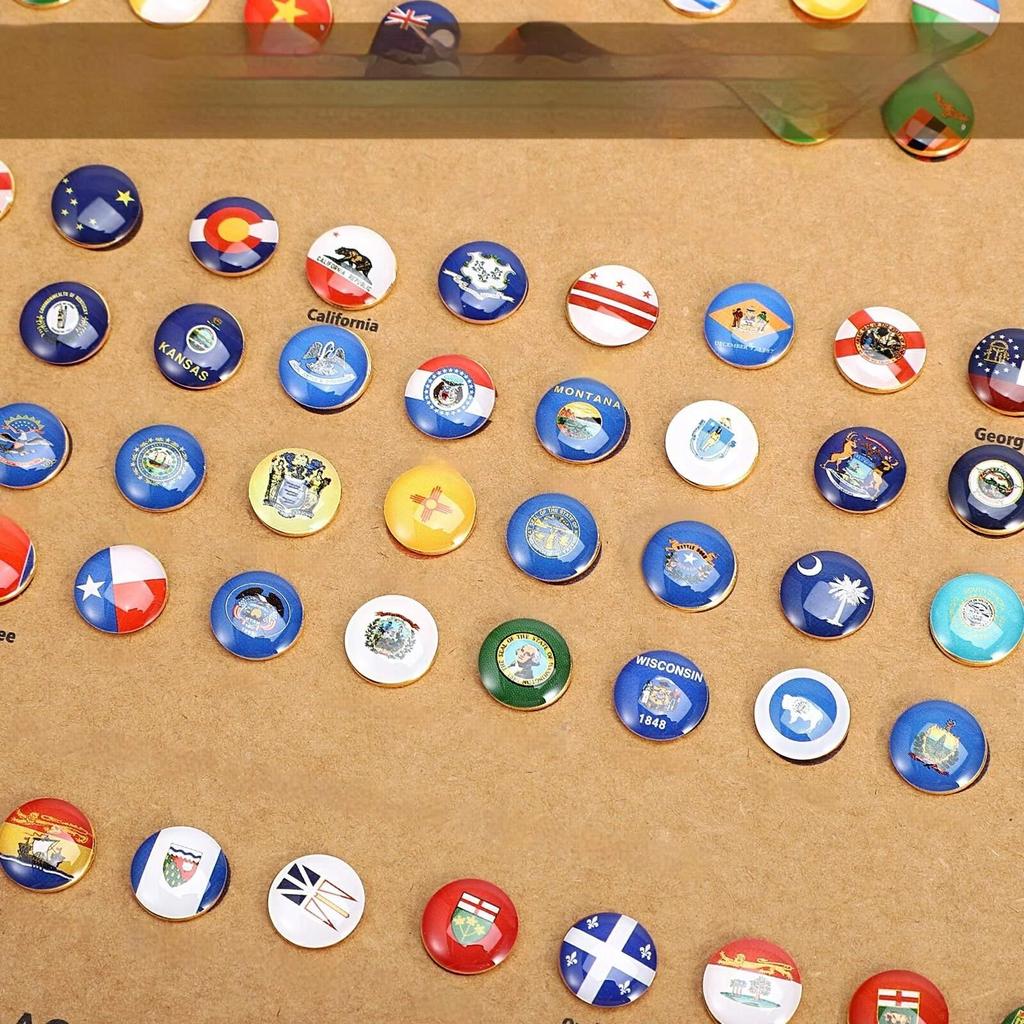 291 Pieces National Flag Thumb Tacks with Country Map Christmas Gifts