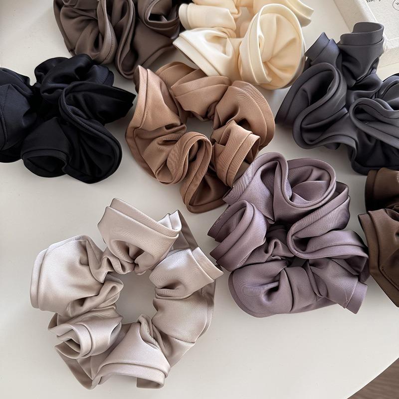 French Design With Wooden Earrings And Hair Loops, High-end Satin Finish, Women's Minimalist Temperament, New Hair Rope