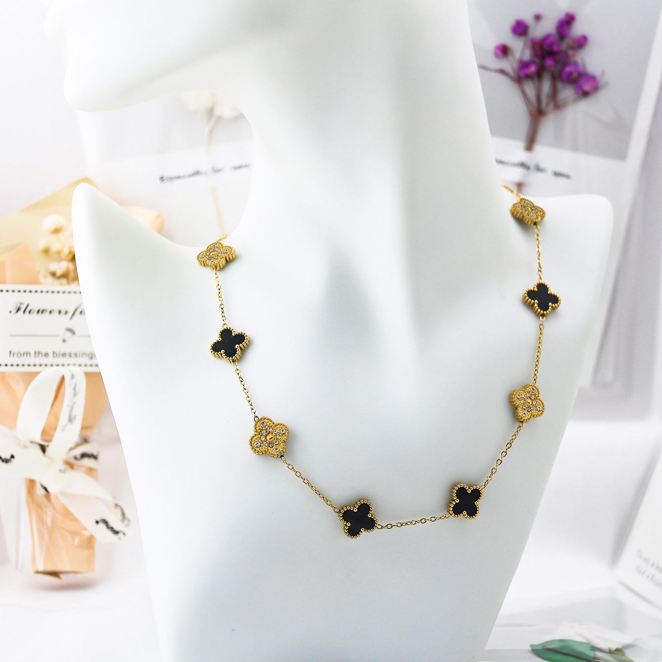 

13 мм Двусторонняя 10-цветковая Блестящая Подвеска «Четырехлистный клевер» Высококачественная Не выцветающая Женская Цепочка для свитера Цепочка для ключицы