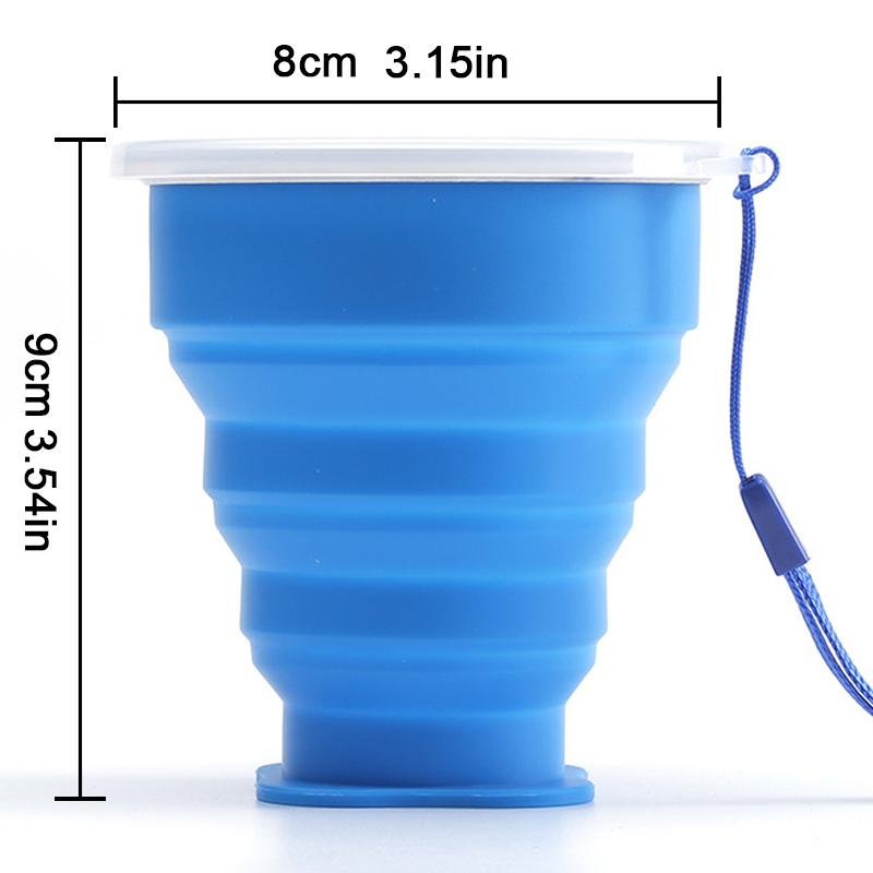 Copo Dobrável de Silicone para Exterior Caneca Dobrável Garrafa Dobrável para Camping Copos de Água de Viagem Caneca Portátil para Chá/Bebida com Tampa 200ML