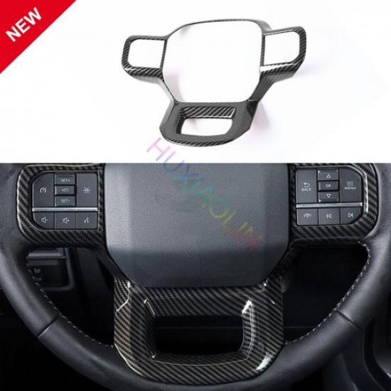 For Ford F150 21-23 Accessories Carbon Fiber Car Steering Wheel Panel Cover Trim
