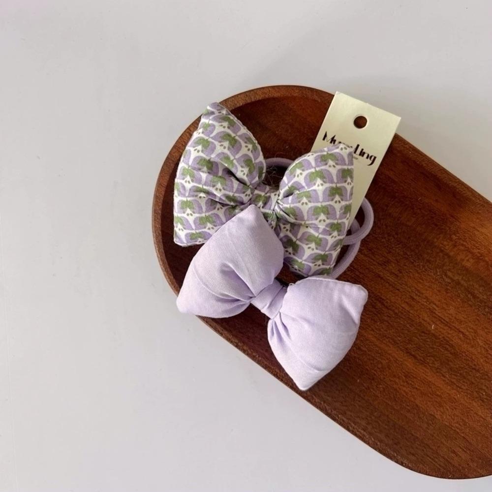 

Floral Printed Ponytail Holder Elastic Band Rubber Bands Cute Hair Tie Children фіолетовий