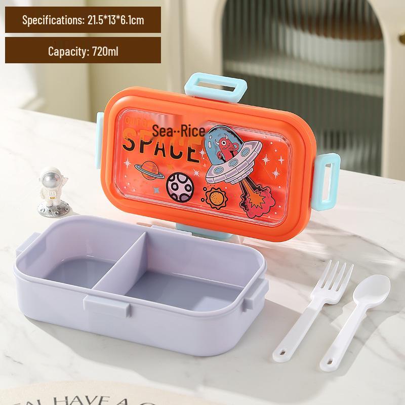 304 Stainless Steel Bento Lunch Box with Compartments, Fork & Spoon - Portable Meal Prep for Office Workers & Children