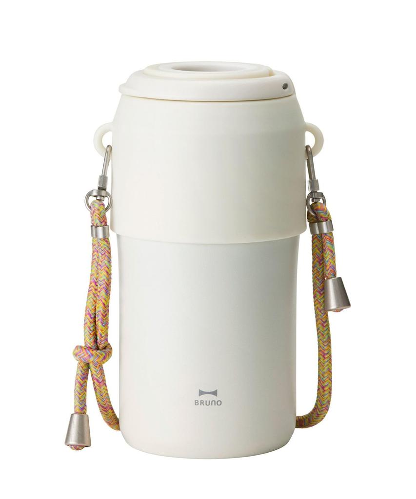 BRUNO Stainless Steel Water Bottle Holder with Double Vacuum Wall and Strap, Fits 500-650mL Water Bottles, White, BHK324-WH