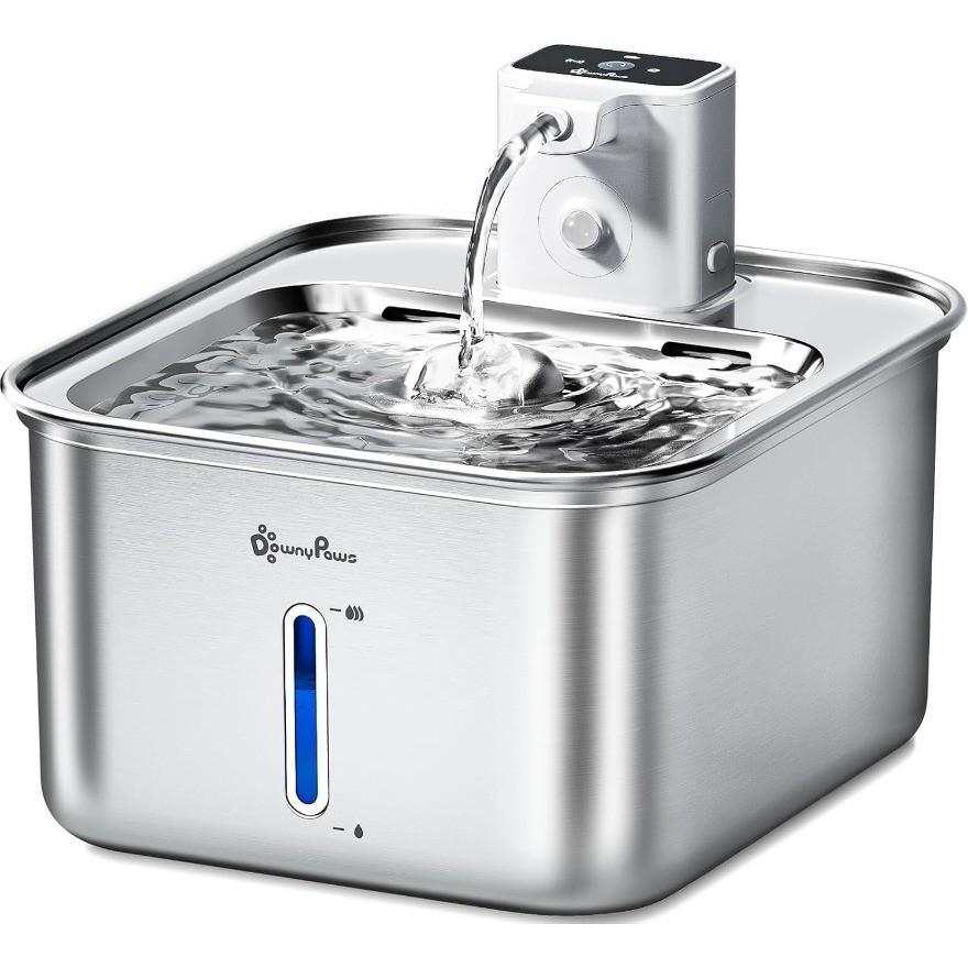 Wireless Stainless Steel Cat Water Fountain 3L Large Capacity Cat Water Dispenser Indoor Motion Sensor Dog Drinking Feeder