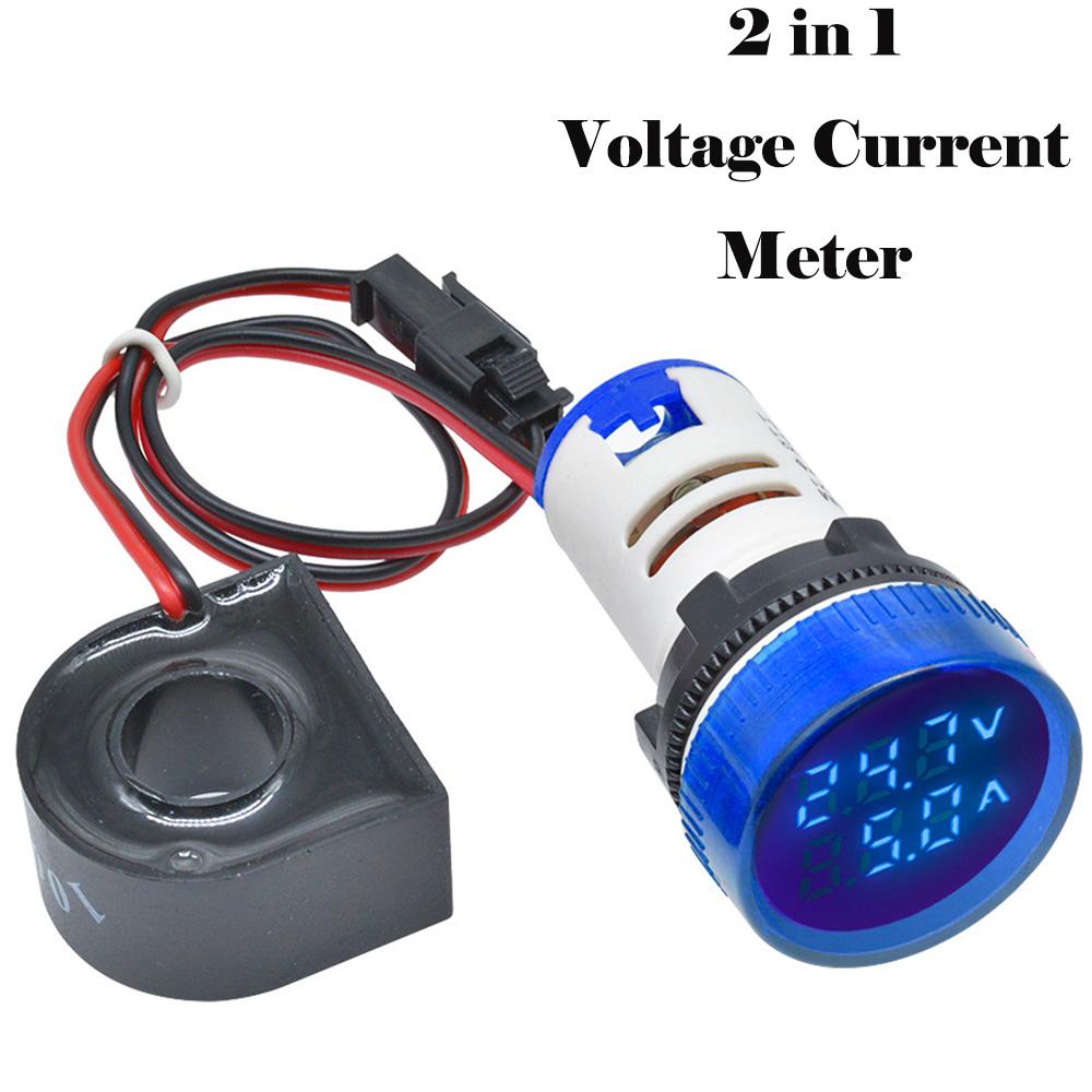 AC 60-500V 110V 220V Ammeter Voltmeter HZ Hertz Frequency Meter 22mm Digital Current Voltage Amp Signal Light LED Lamp Indicator