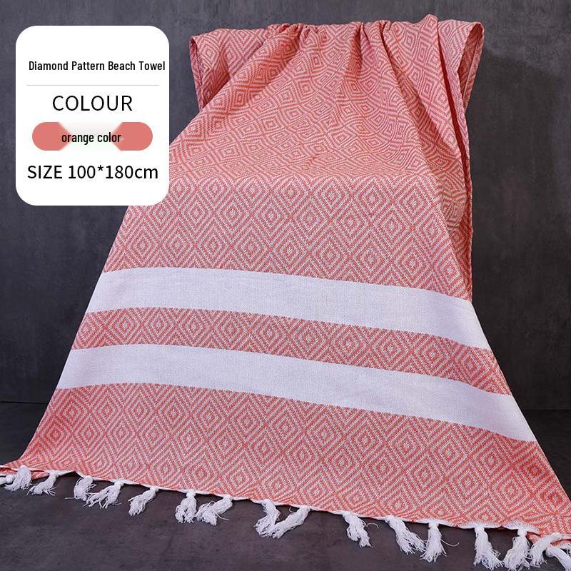 Large & Thick Tassel Turkish Beach Towel – Absorbent, Outdoor Sunscreen Bath Towel