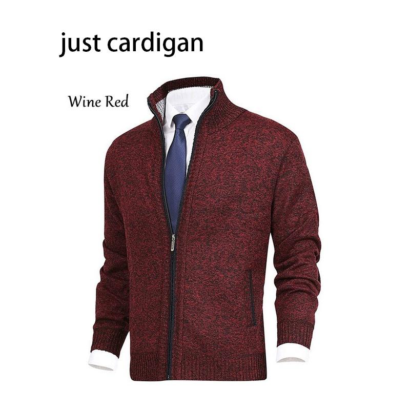 New Arrival Men's Solid Color Stand Collar Fashion Cardigan Sweater Knitted Jacket Plus Size Sweater Men Autumn/winter)
